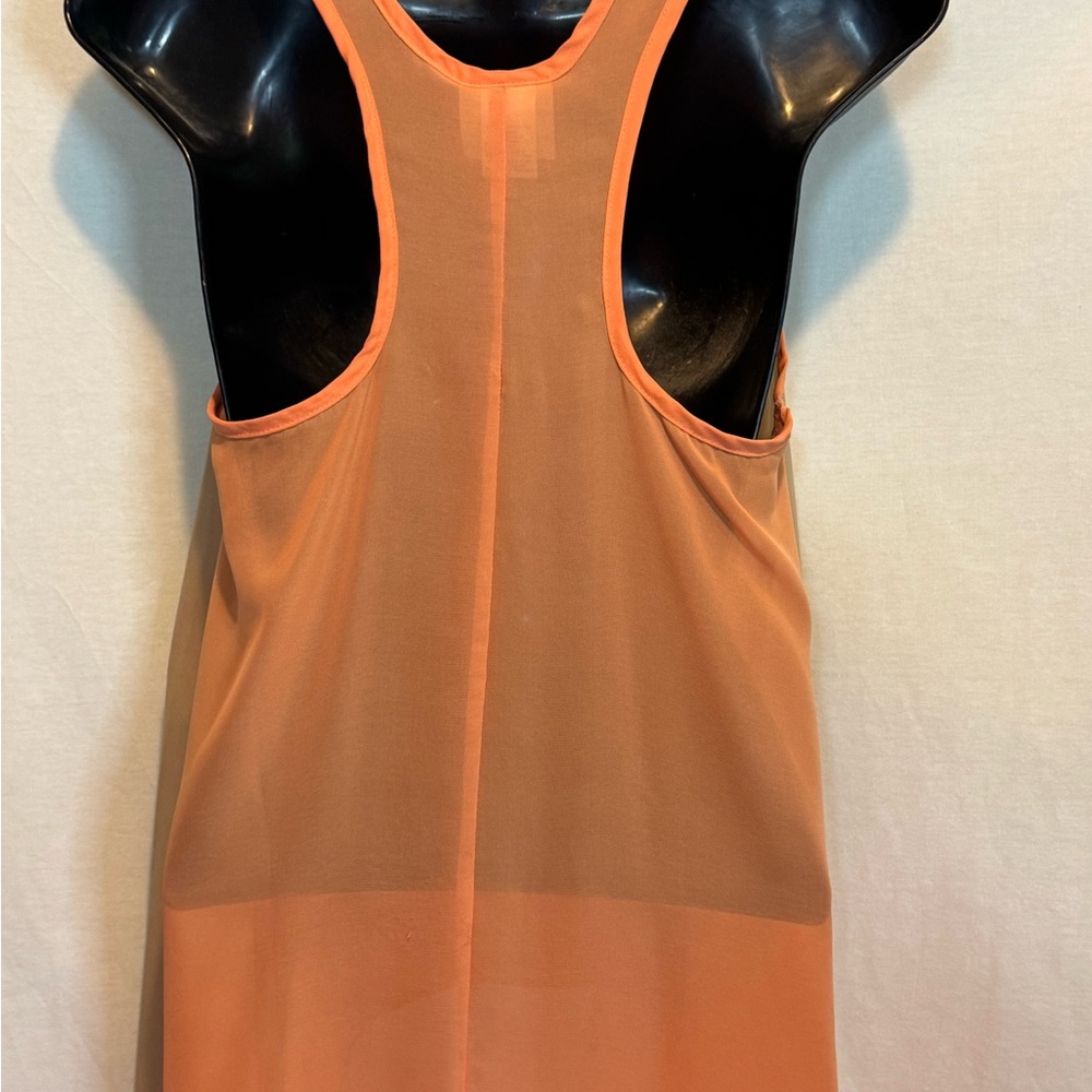 H-4 Pretty Rebellious Cream & Orange Racer Back Sleeveless Hi Lo Tank Top Size M - Picture 9 of 13